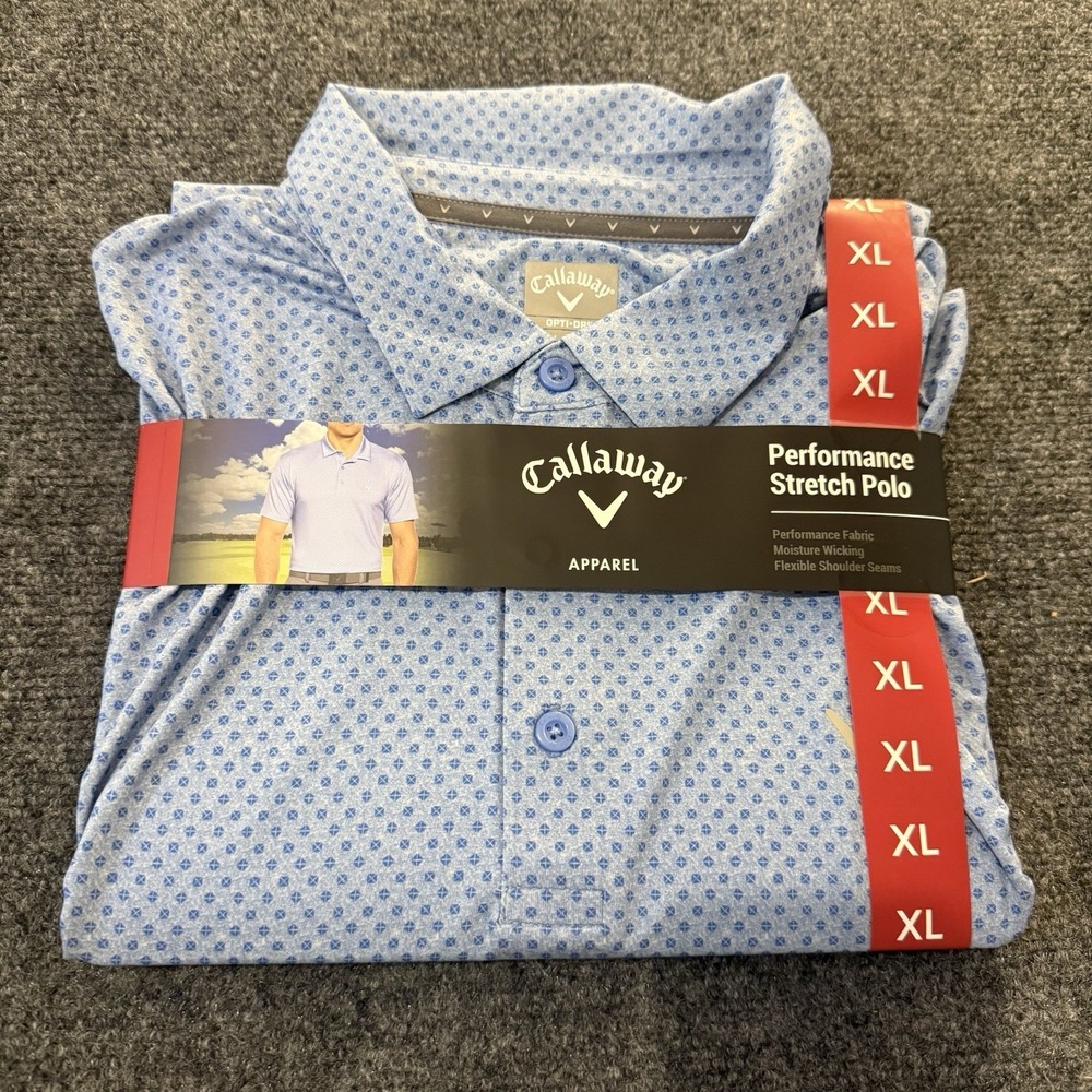 Callaway Golf Polo Shirt XL Blue Opti Dri Performance Stretch NWT - Picture 3 of 11